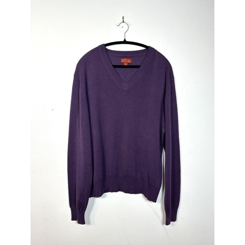 Vintage Haband‎ Lions Den Sweater Large Mens Purple V-Neck Pullover 70L Acrylic
